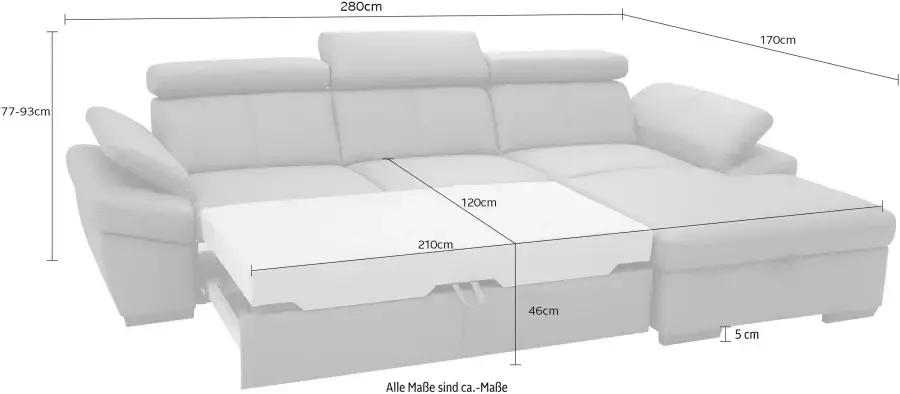 Exxpo sofa fashion Hoekbank Salerno inclusief verstelbare hoofdsteun en verstelbare armleuning naar keuze met slaapfunctie - Foto 10