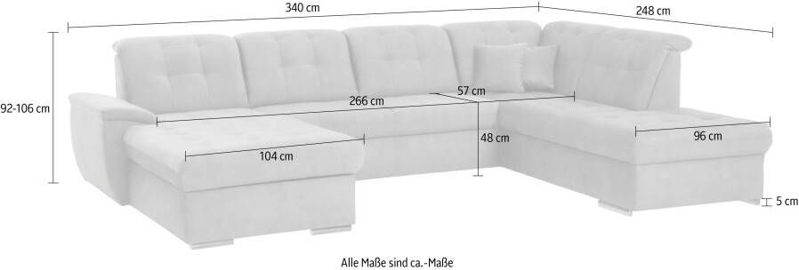 Exxpo sofa fashion Zithoek Durango U-Form 6x hoofdsteunverstelling optioneel met slaapfunctie en bedlades (4-delig) - Foto 3