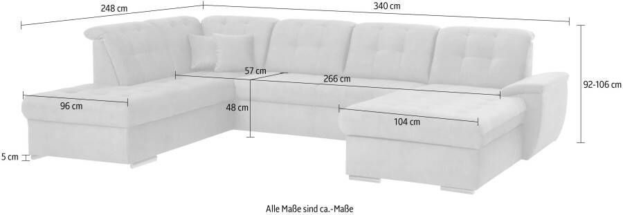 Exxpo sofa fashion Zithoek Durango U-Form 6x hoofdsteunverstelling optioneel met slaapfunctie en bedlades (4-delig) - Foto 6