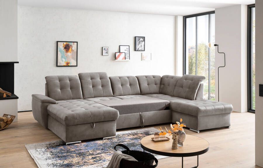 Exxpo sofa fashion Zithoek Durango U-Form 6x hoofdsteunverstelling optioneel met slaapfunctie en bedlades (4-delig) - Foto 3