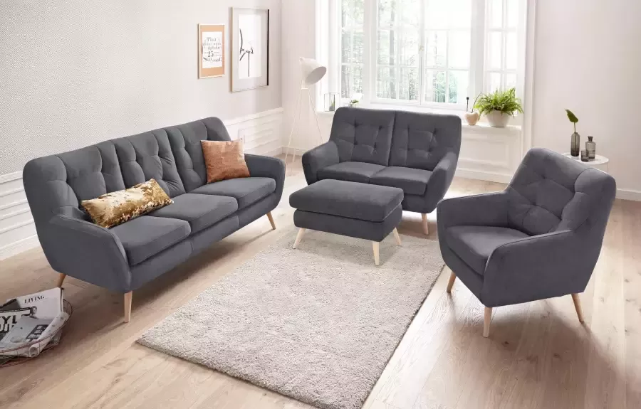 Exxpo sofa fashion Hocker Scandi comfortabel en elegant met hoge houten voet - Foto 3