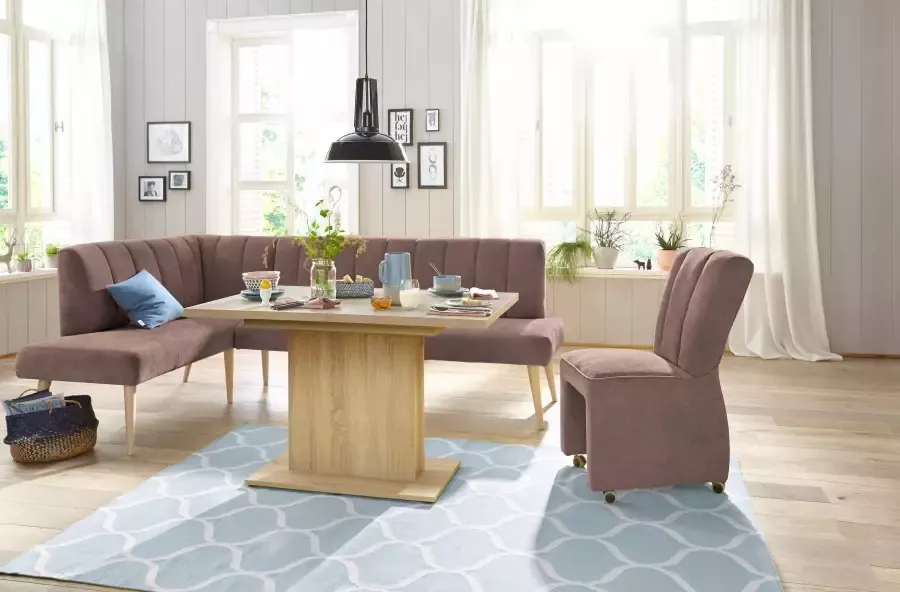 Exxpo sofa fashion Hoekbank Costa moderne rugstikking comfortabel en elegant hoge houten voet