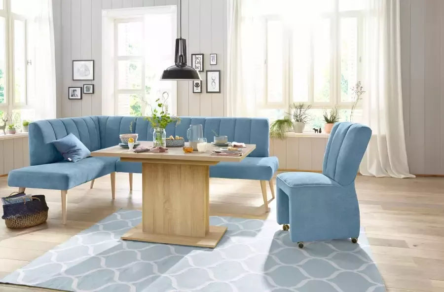 Exxpo sofa fashion Hoekbank Costa moderne rugstikking comfortabel en elegant hoge houten voet