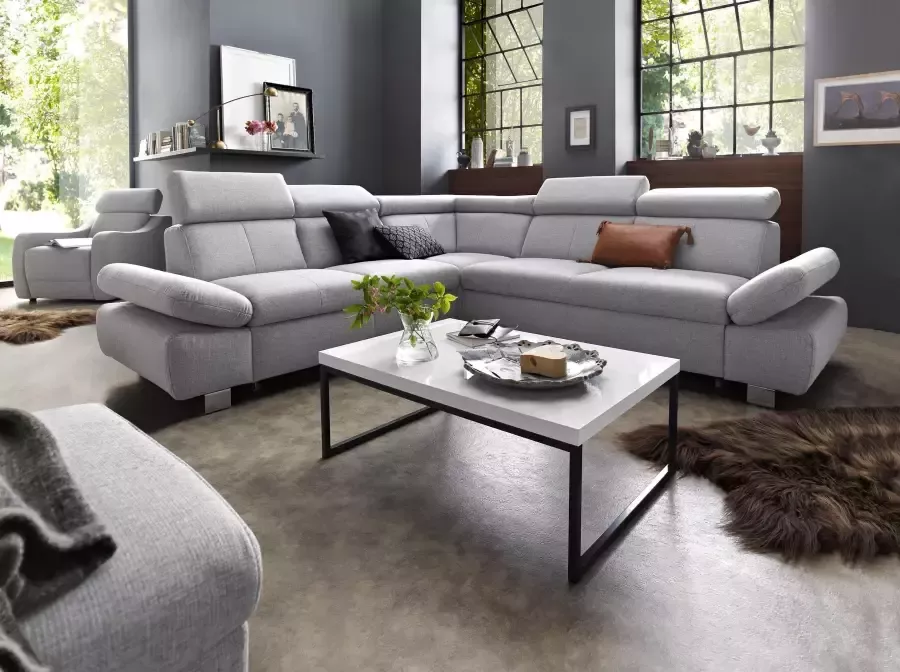 Exxpo sofa fashion Hoekbank Happy inclusief verstelbare hoofdsteun en verstelbare armleuning naar keuze met slaapfunctie