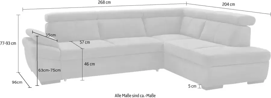 Exxpo sofa fashion Hoekbank Salerno klassieke moderne functionele bank hoog zitcomfort L-vorm inclusief verstelbare hoofdsteun en armleuning naar keuze met slaapfunctie - Foto 6