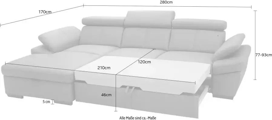 Exxpo sofa fashion Hoekbank Salerno klassieke moderne functionele bank hoog zitcomfort L-vorm inclusief verstelbare hoofdsteun en armleuning naar keuze met slaapfunctie - Foto 3