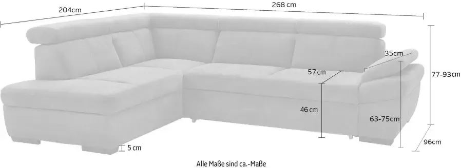 Exxpo sofa fashion Hoekbank Salerno klassieke moderne functionele bank hoog zitcomfort L-vorm inclusief verstelbare hoofdsteun en armleuning naar keuze met slaapfunctie - Foto 7