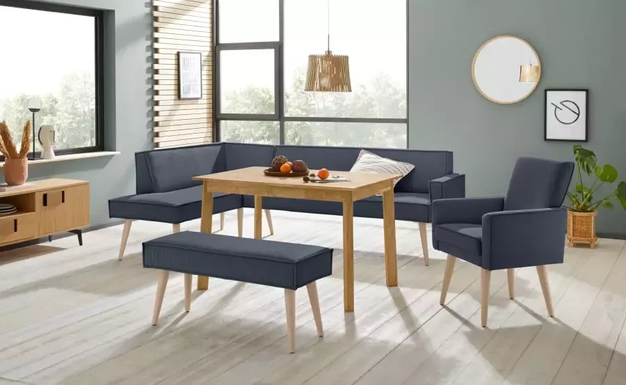 Exxpo sofa fashion Hoekbank Lungo moderne paspelnaad comfortabel en elegant hoge houten voet