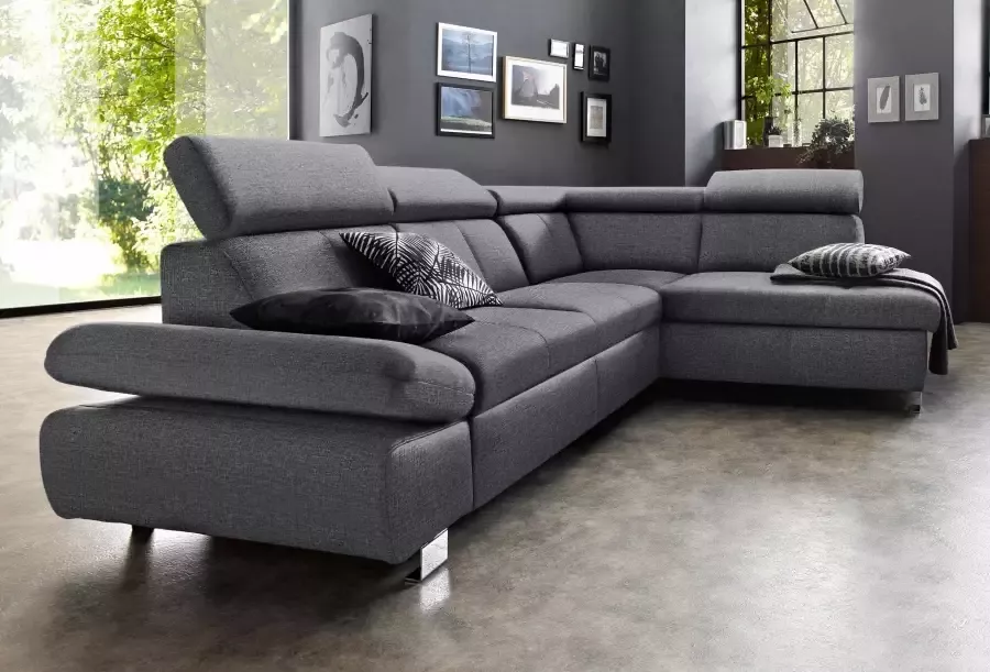 Exxpo sofa fashion Hoekbank Happy L-vorm met ottomane en naar keuze met slaapfunctie en bedkist - Foto 1