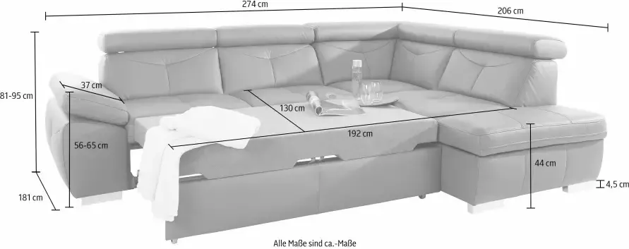 exxpo sofa fashion Hoekbank naar keuze met slaapfunctie en bedkist