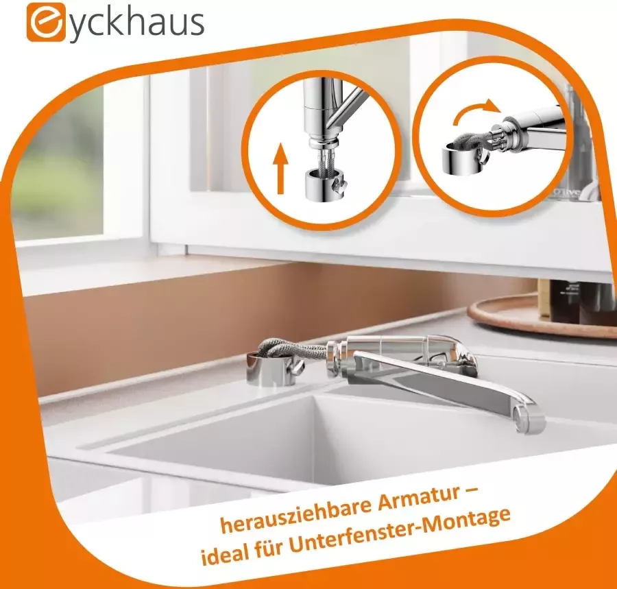 Schütte Gootsteen kraan Luca voor montage onder een raam kraan keuken in chroom hoge druk - Foto 4