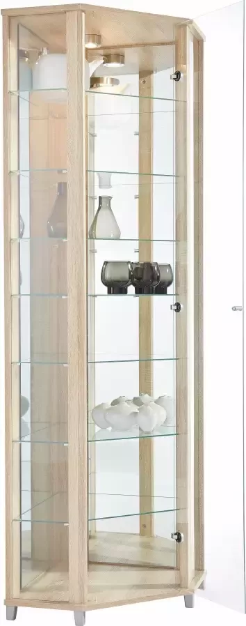 Fif möbel Hoekvitrinekast TRIO hoogte ca. 172 cm incl. verlichting Hoekvitrine Glasvitrine 1x Glazen deur perfect voor verzamelaars verzamelvitrine - Foto 6
