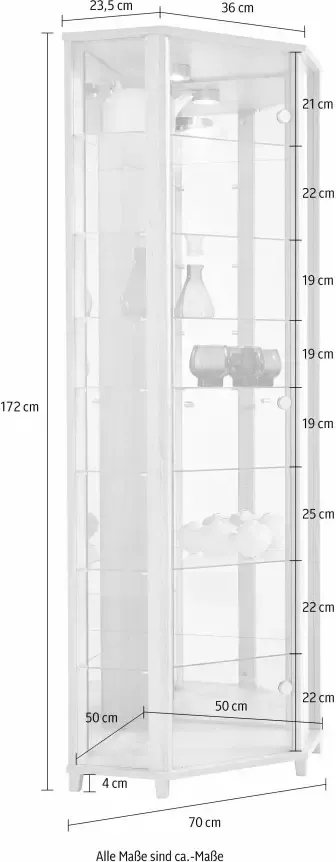Fif möbel Hoekvitrinekast TRIO Hoekvitrine Glasvitrine 1x Glazen deur perfect voor verzamelaars verzamelvitrine - Foto 7
