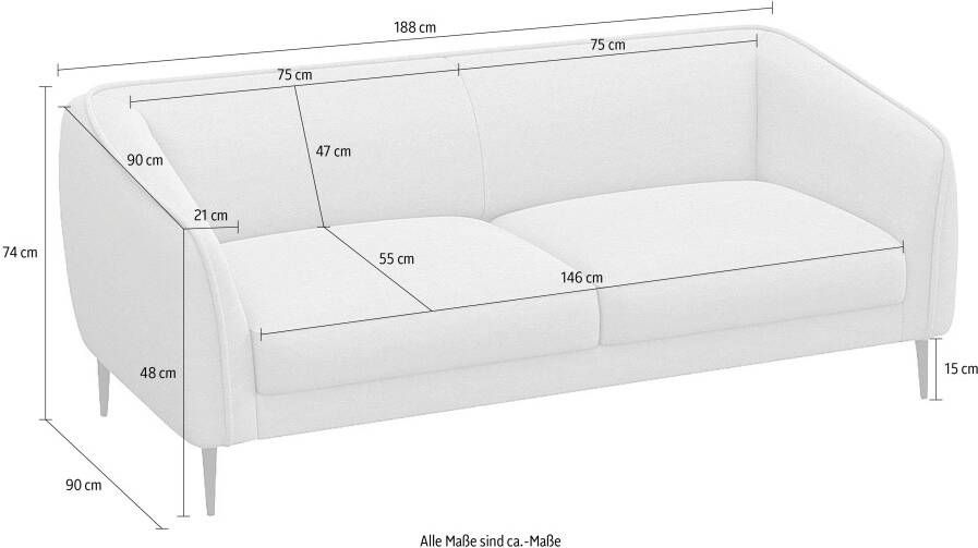 FLEXLUX 2 5-zitsbank Belle Designsofa Couch Zitting van hoogwaardig koudschuim en stalen nogsagvering - Foto 2