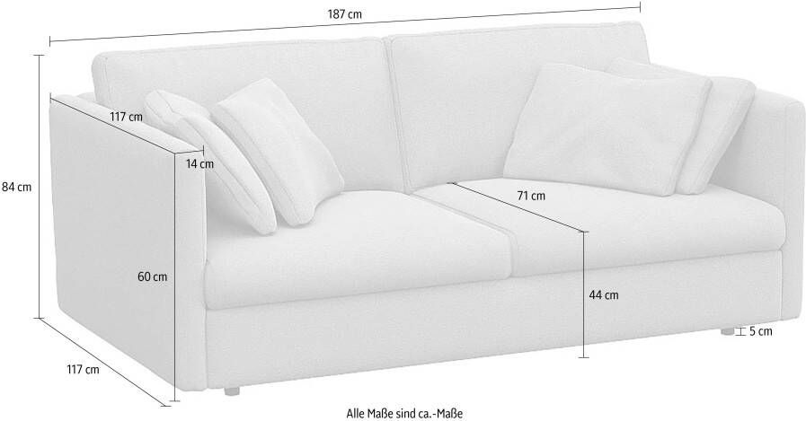FLEXLUX 2 5-zitsbank Lovane Zacht en zeer comfortabel grote zitdiepte op koudschuim inclusief sierkussen - Foto 2
