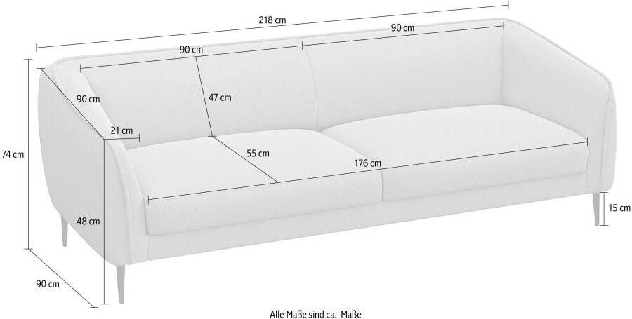 FLEXLUX 3-zitsbank Belle Designsofa Couch Zitting van hoogwaardig koudschuim en stalen nogsagvering - Foto 3