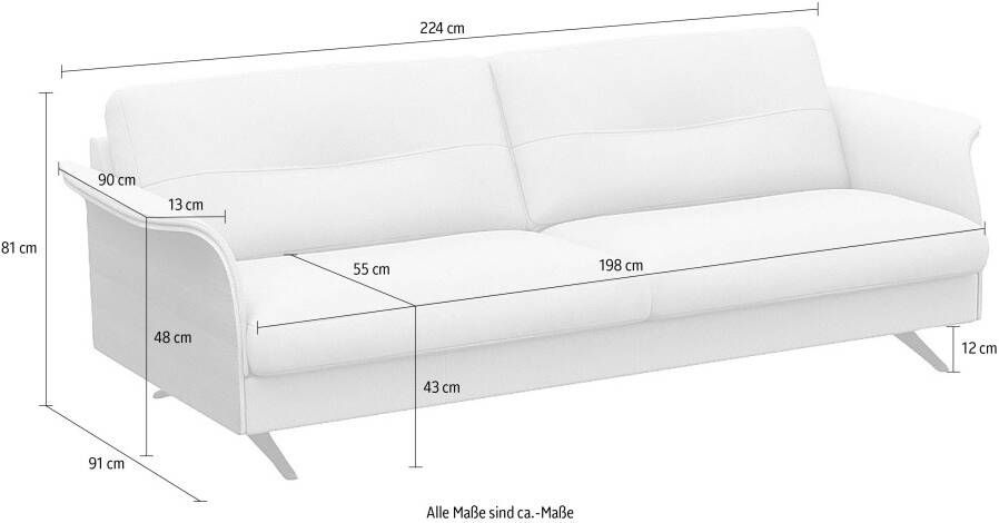 FLEXLUX 3-zitsbank Glow Premium zitting: koudschuim en binnenvering armleuningen. Walnoot aluminium voet - Foto 3