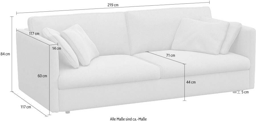 FLEXLUX 3-zitsbank Lovane Zacht en zeer comfortabel grote zitdiepte op koudschuim inclusief sierkussen - Foto 4