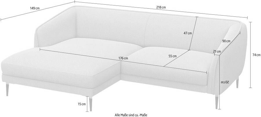 FLEXLUX Zithoek Belle Designsofa L-Form B T 218 149 cm Zitting van hoogwaardig koudschuim en stalen nogsagvering - Foto 5