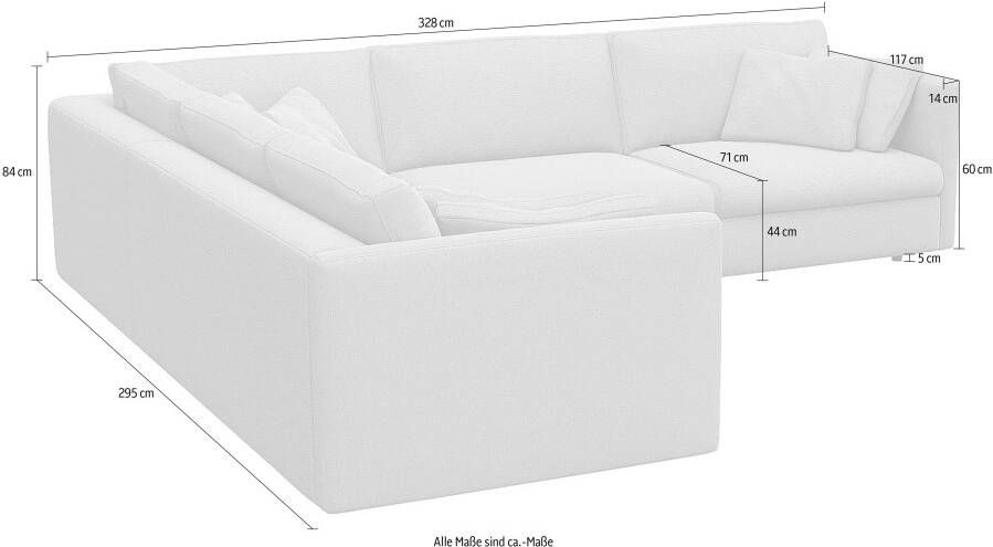 FLEXLUX Hoekbank Lovane Zacht en zeer comfortabel grote zitdiepte op koudschuim inclusief sierkussen - Foto 2
