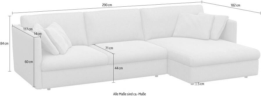 FLEXLUX Hoekbank Lovane Zacht en zeer comfortabel grote zitdiepte op koudschuim inclusief sierkussen - Foto 3
