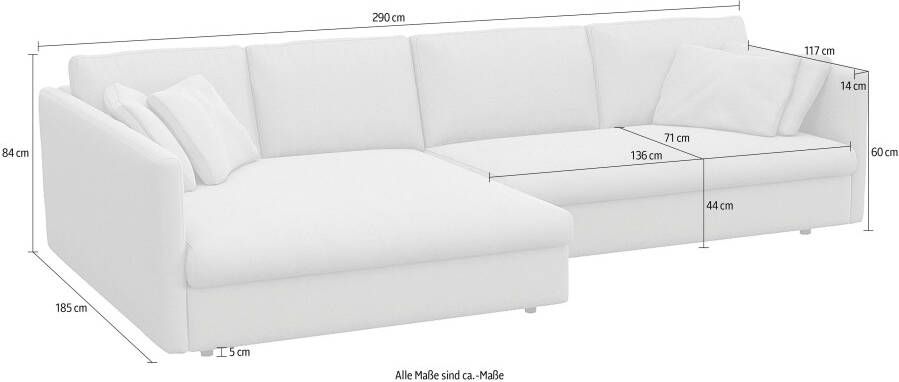 FLEXLUX Hoekbank Lovane Zacht en zeer comfortabel grote zitdiepte op koudschuim inclusief sierkussen - Foto 4