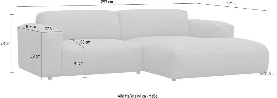 FLEXLUX Hoekbank Lucera Chaiselongue rechts of links modern & gezellig koudschuim stalen nosagvering - Foto 5