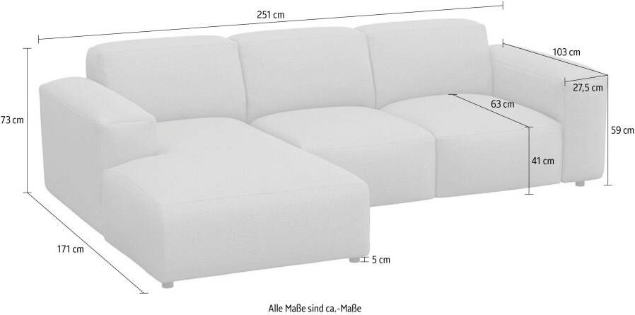 FLEXLUX Hoekbank Lucera Chaiselongue rechts of links modern & gezellig koudschuim stalen nosagvering - Foto 3