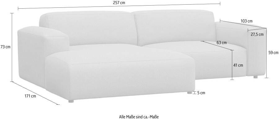 FLEXLUX Hoekbank Lucera Chaiselongue rechts of links modern & gezellig koudschuim stalen nosagvering - Foto 4