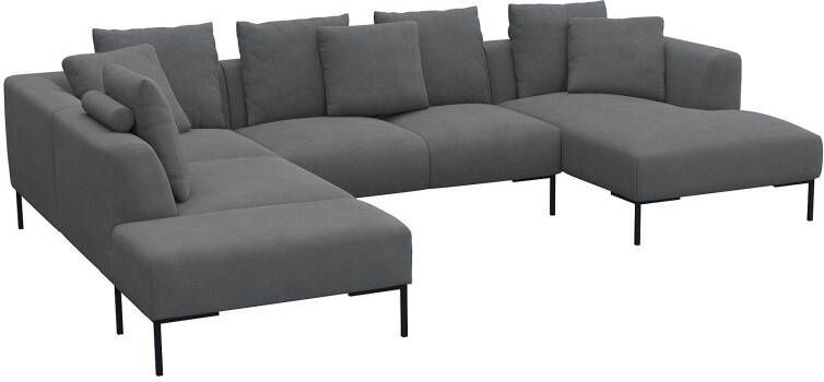 FLEXLUX Hoekbank Sava Zwarte metalen poten met losse rugkussens luxueus zitcomfort - Foto 4