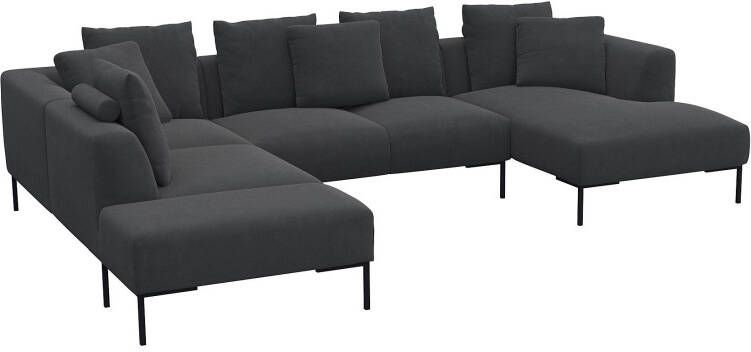 FLEXLUX Hoekbank Sava Zwarte metalen poten met losse rugkussens luxueus zitcomfort - Foto 4