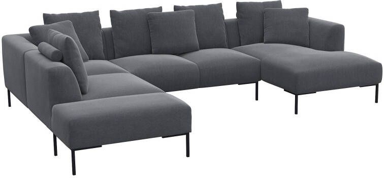 FLEXLUX Hoekbank Sava Zwarte metalen poten met losse rugkussens luxueus zitcomfort - Foto 4