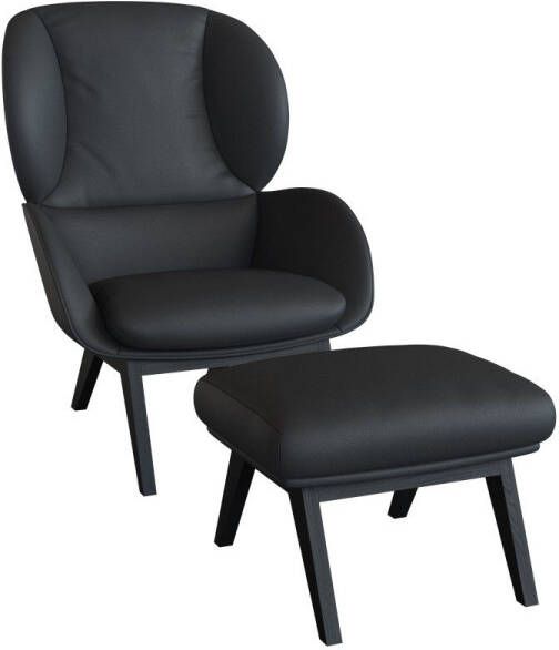 FLEXLUX Oorfauteuil Adria Designsessel Loungesessel Stijl & comfort organische vorm zwarte houten voet - Foto 5