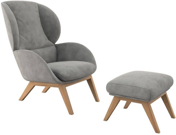 FLEXLUX Oorfauteuil Adria Stijl & comfort organische vorm eikenhouten voet - Foto 3