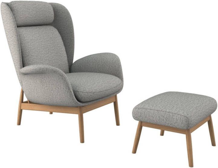 FLEXLUX Oorfauteuil Padova Stijl & comfort organische vorm geïntegreerde lendesteun eikenhouten voet - Foto 2