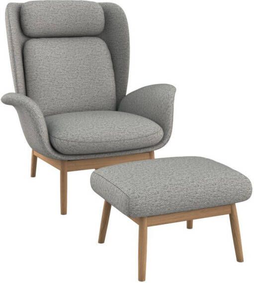 FLEXLUX Oorfauteuil Padova Stijl & comfort organische vorm geïntegreerde lendesteun eikenhouten voet - Foto 4