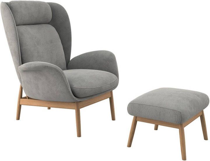 FLEXLUX Oorfauteuil Padova Stijl & comfort organische vorm geïntegreerde lendesteun eikenhouten voet - Foto 3