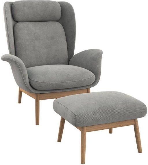 FLEXLUX Oorfauteuil Padova Stijl & comfort organische vorm geïntegreerde lendesteun eikenhouten voet - Foto 5