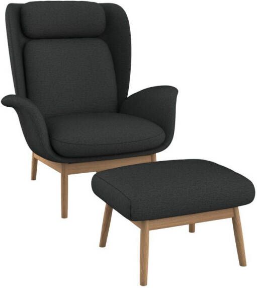 FLEXLUX Oorfauteuil Padova Stijl & comfort organische vorm geïntegreerde lendesteun eikenhouten voet - Foto 5