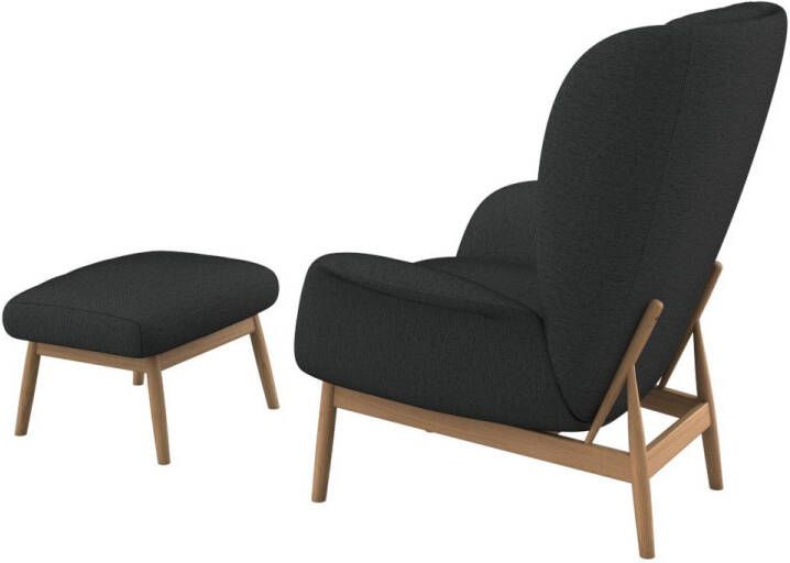 FLEXLUX Oorfauteuil Padova Stijl & comfort organische vorm geïntegreerde lendesteun eikenhouten voet - Foto 4