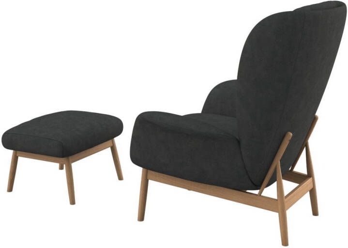 FLEXLUX Oorfauteuil Padova Stijl & comfort organische vorm geïntegreerde lendesteun eikenhouten voet - Foto 4