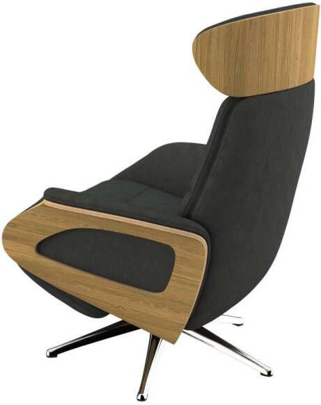 FLEXLUX Relaxfauteuil Clement praktische elektrische fauteuil Maat M elektrische rug- en voetensteun accu armleuning Eiken aluminium voet - Foto 3