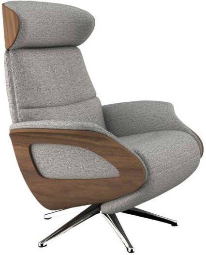 FLEXLUX Relaxfauteuil Clement praktische elektrische fauteuil Maat M elektrische rug- en voetensteun accu armleuning Walnoot aluminium voet - Foto 4