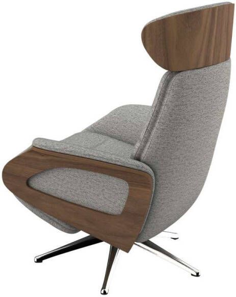 FLEXLUX Relaxfauteuil Clement praktische elektrische fauteuil Maat M elektrische rug- en voetensteun accu armleuning Walnoot aluminium voet - Foto 3