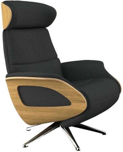 FLEXLUX Relaxfauteuil Clement praktische elektrische fauteuil Maat M elektrische rug- en voetensteun accu armleuning Eiken aluminium voet - Foto 4