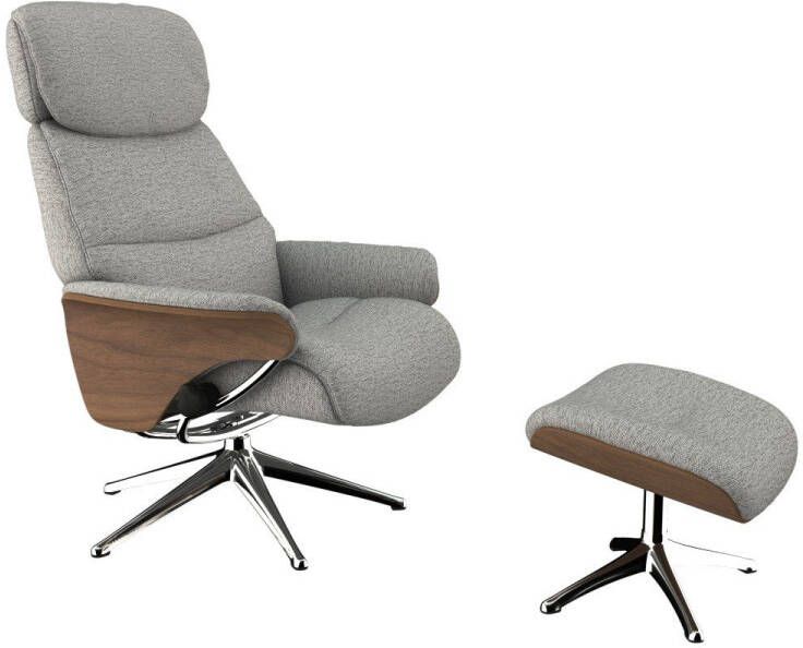 FLEXLUX Relaxfauteuil Relaxchairs Aarhus Relaxfunctie & verstelling van hoofdsteun en rugleuning armleuningen Walnoot aluminium voet M - Foto 3