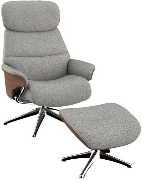 FLEXLUX Relaxfauteuil Relaxchairs Aarhus Relaxfunctie & verstelling van hoofdsteun en rugleuning armleuningen Walnoot aluminium voet M - Foto 5