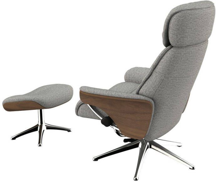 FLEXLUX Relaxfauteuil Relaxchairs Aarhus Relaxfunctie & verstelling van hoofdsteun en rugleuning armleuningen Walnoot aluminium voet M - Foto 4