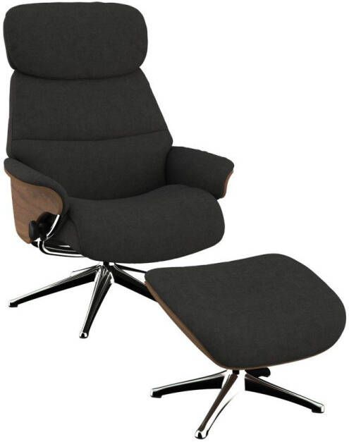 FLEXLUX Relaxfauteuil Relaxchairs Aarhus Relaxfunctie & verstelling van hoofdsteun en rugleuning armleuningen Walnoot aluminium voet M - Foto 5