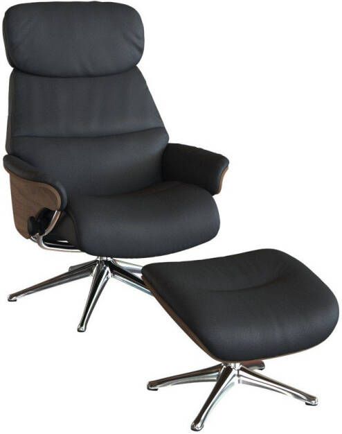 FLEXLUX Relaxfauteuil Relaxchairs Aarhus Relaxfunctie & verstelling van hoofdsteun en rugleuning armleuningen Walnoot aluminium voet M - Foto 5